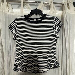 FP Movement by Free People Black and White Striped Tee